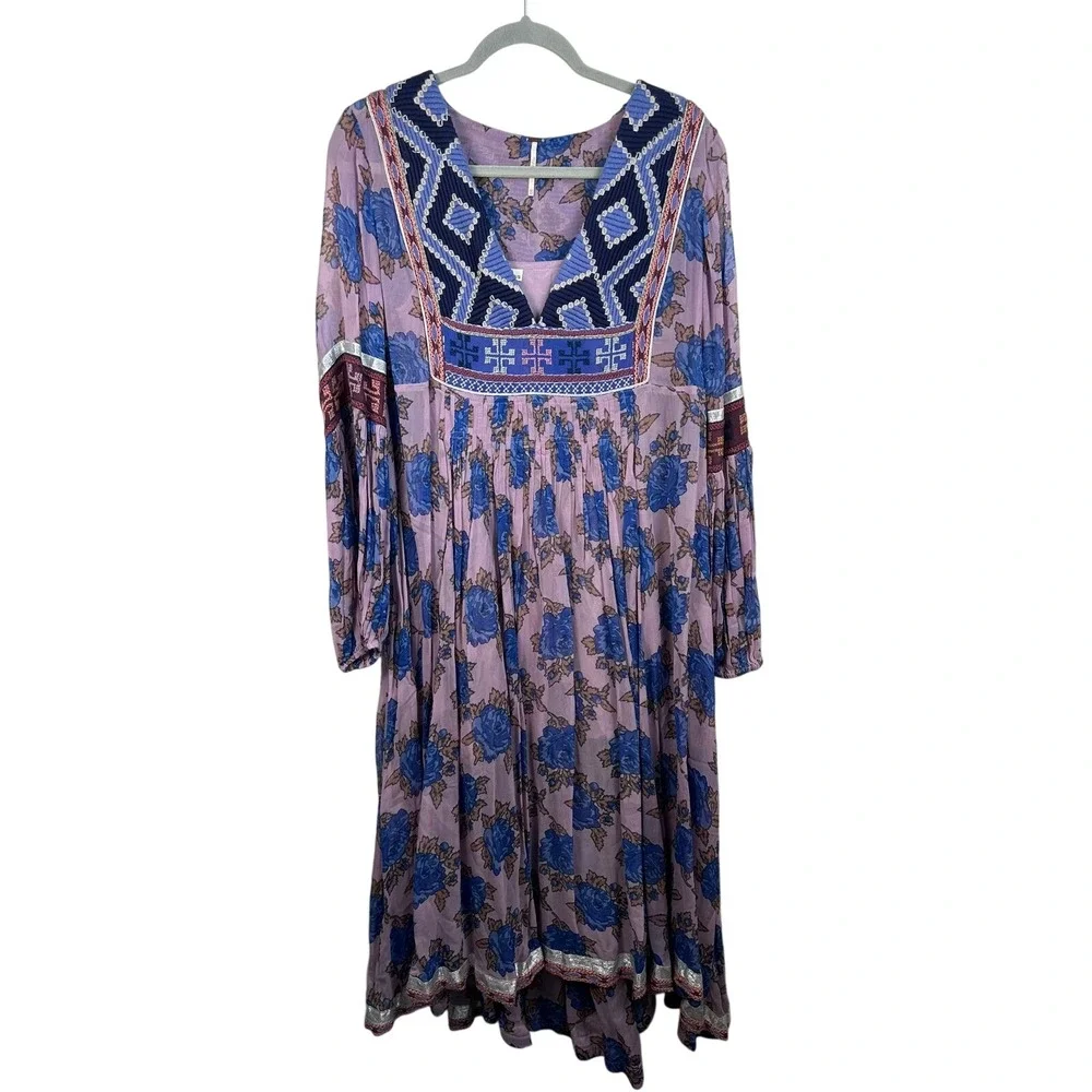 Free People Bold Blooms Midi Dress Women S Lavender Very Good Boho Embroidered